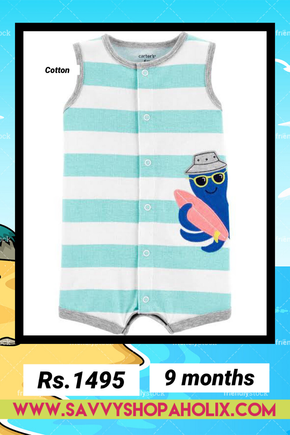 Boys Romper By Carter’s - Octopus, Size: 9 months