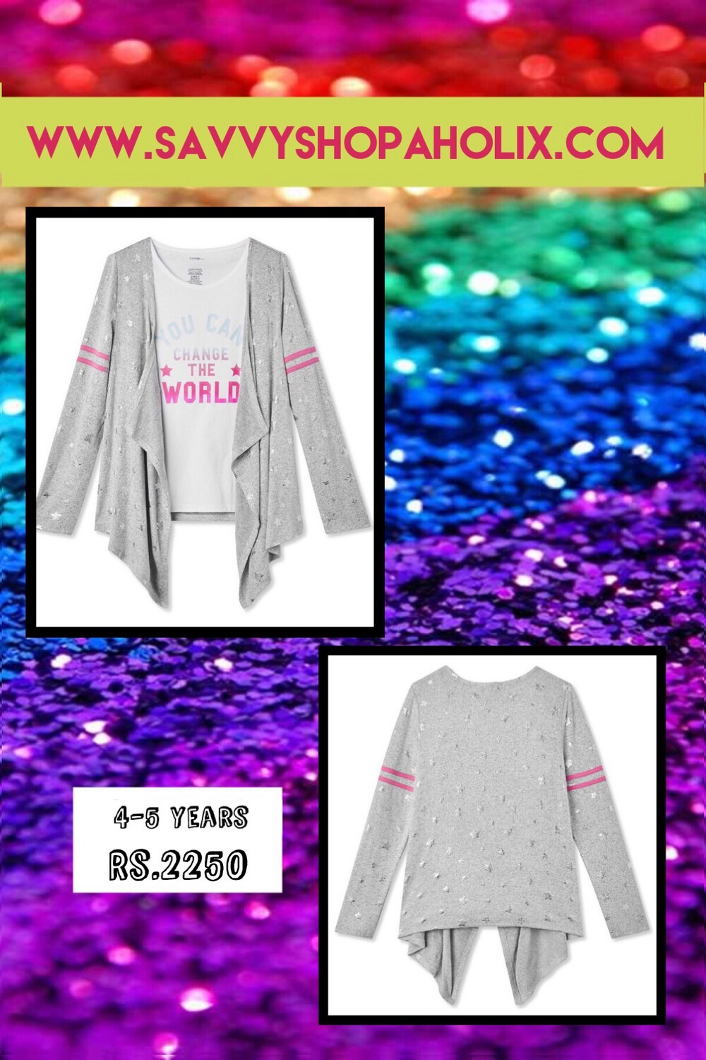 George Star Foil Cardigan And Tank