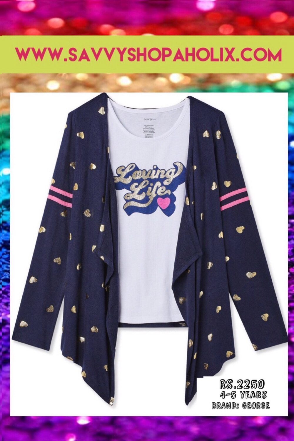 George Star Foil Cardigan And Tank