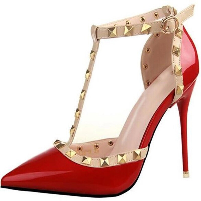 STUDED RED HEELS/ SHOES