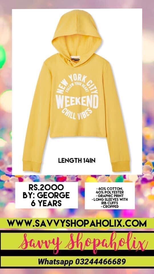Girl’s Cropped Sweat Shirt By George