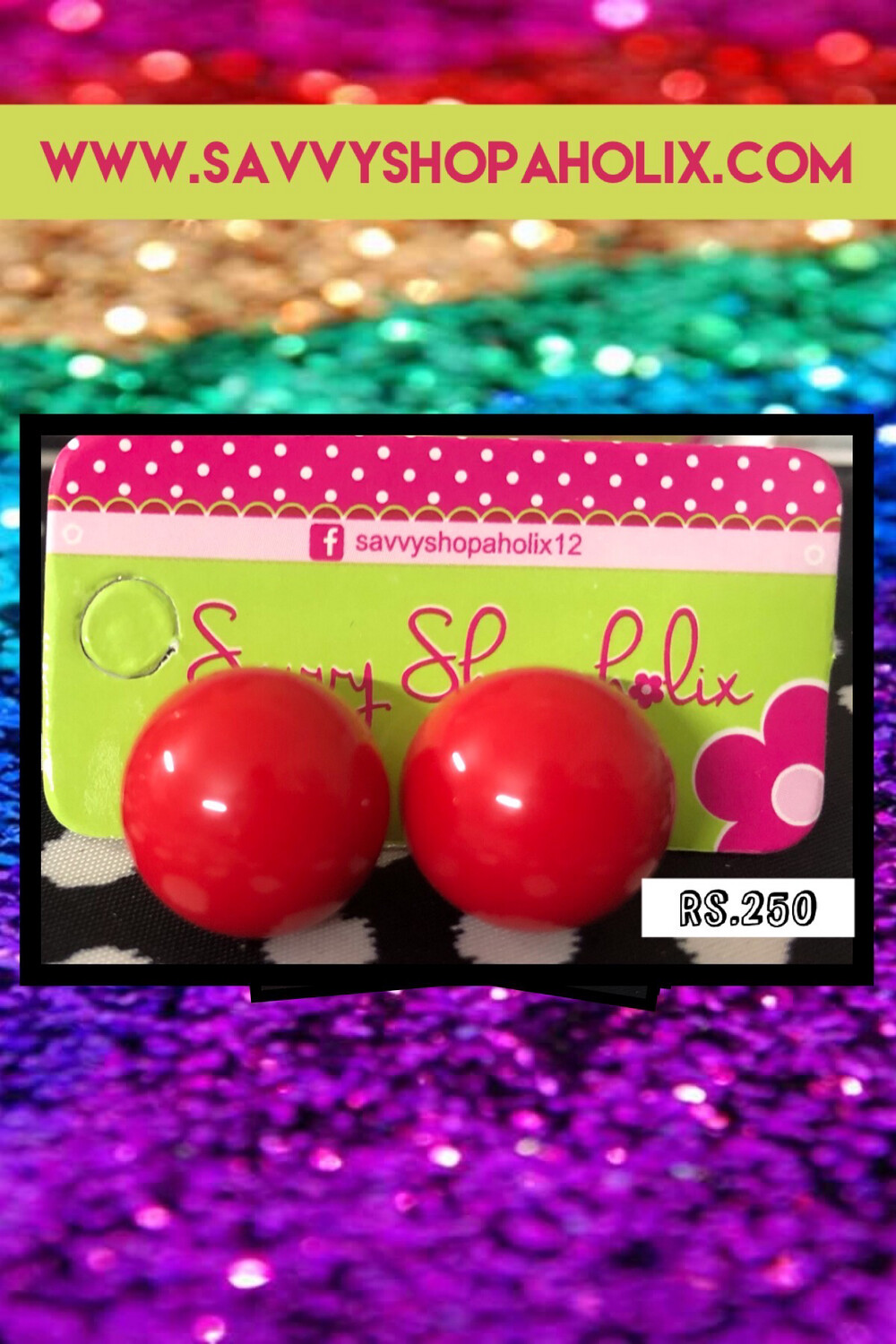 Double Sided Earrings, Color: Red