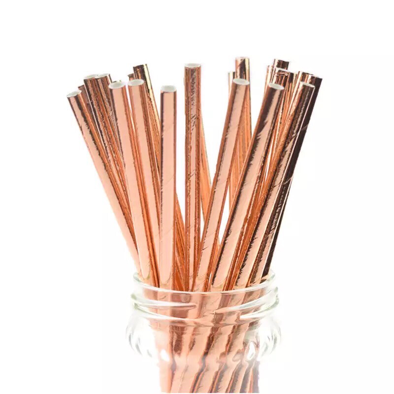 Rose Gold Paper Straws 12pk