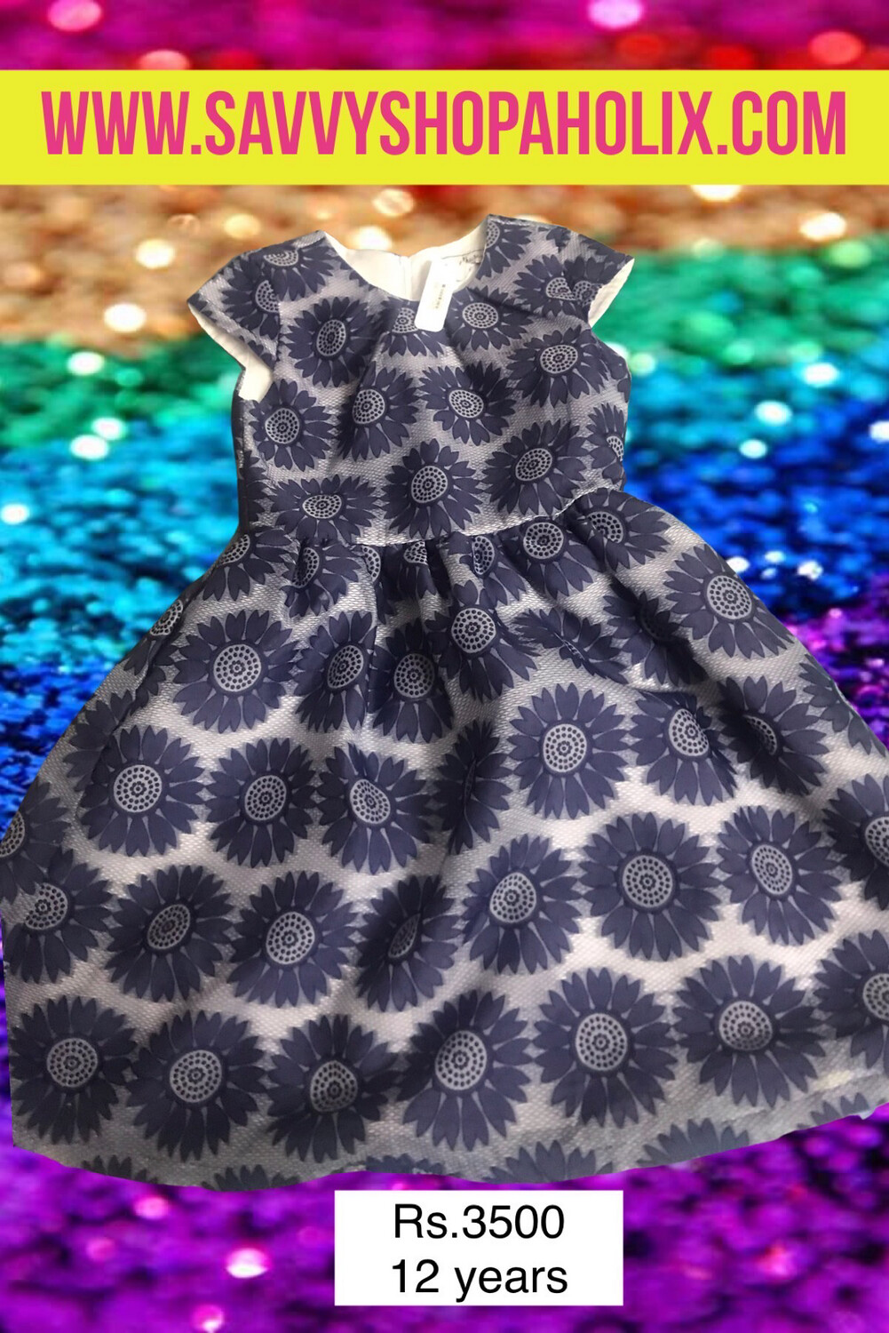 Navy Blue Floral Dress