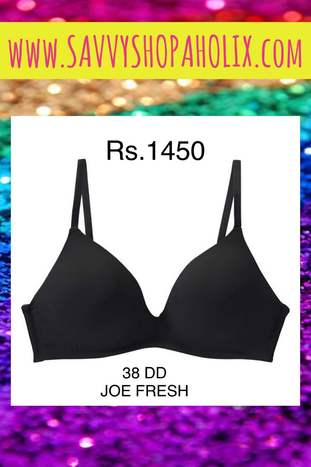 Joe Fresh Seam Less Black Plain Bra