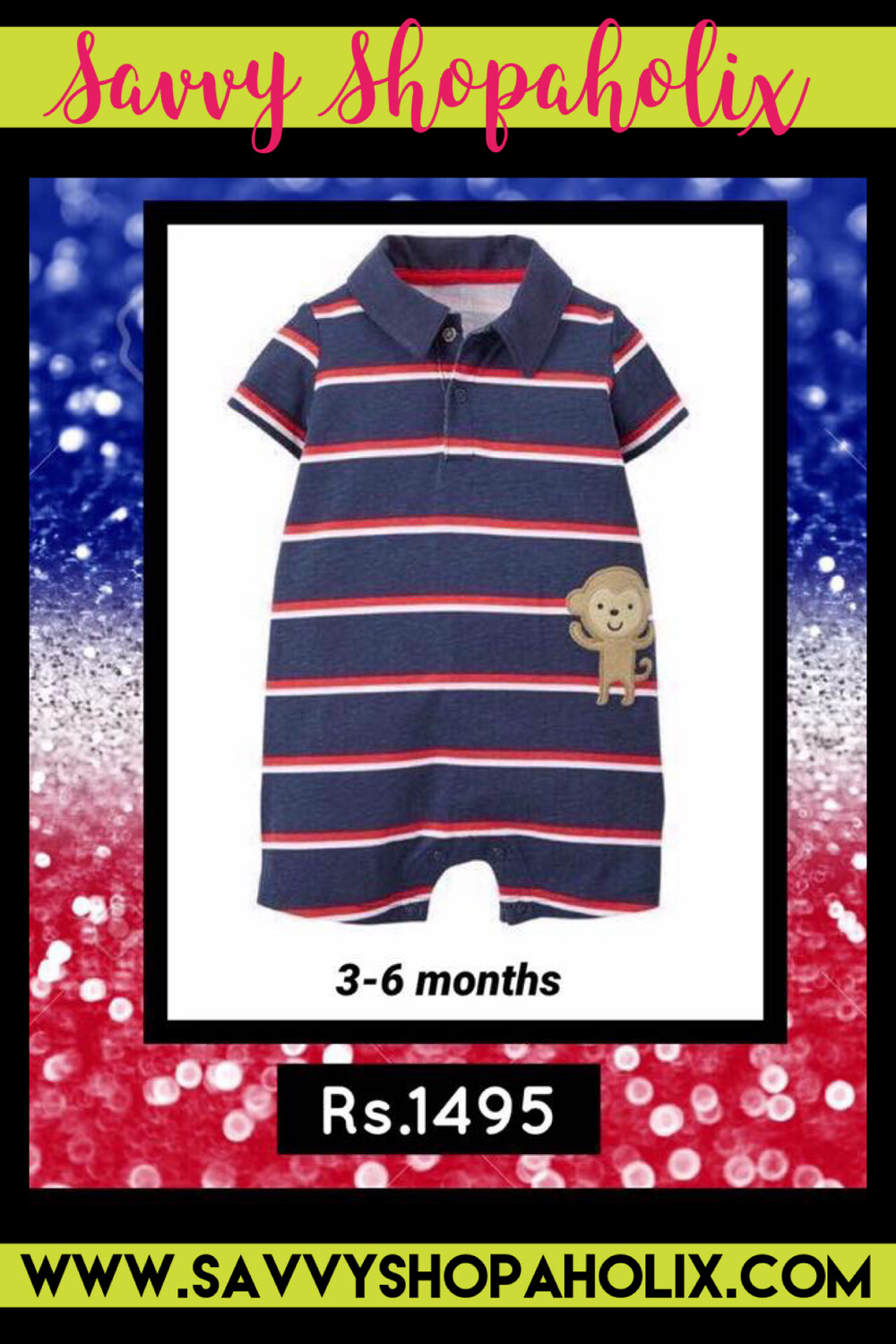 Monkey Romper By GEORGE , Size: 3-6 months