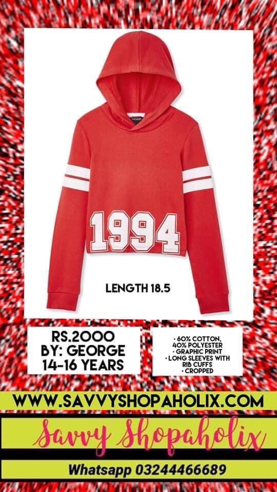 George “1994 ” Cropped Hoodie Sweatshirt 
