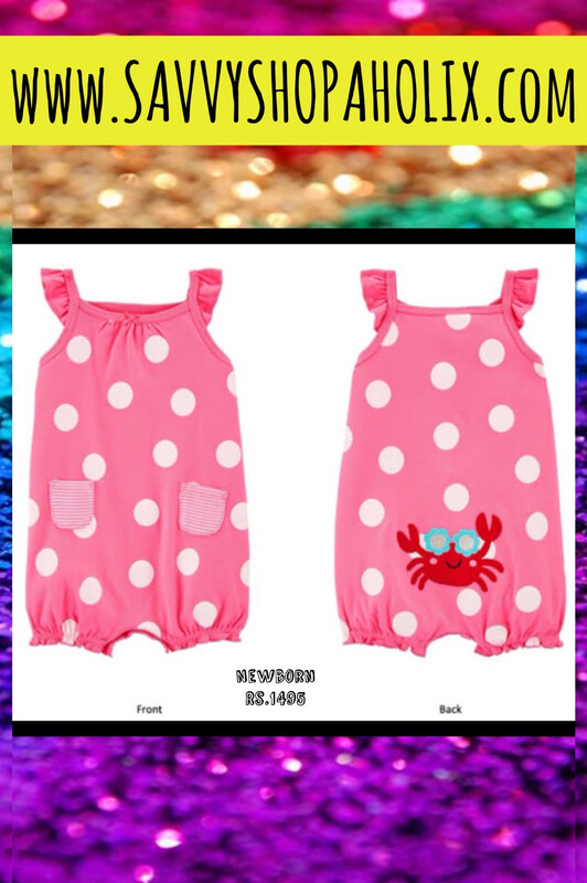 Crab Pink Polka Dots Romper By Carter’s