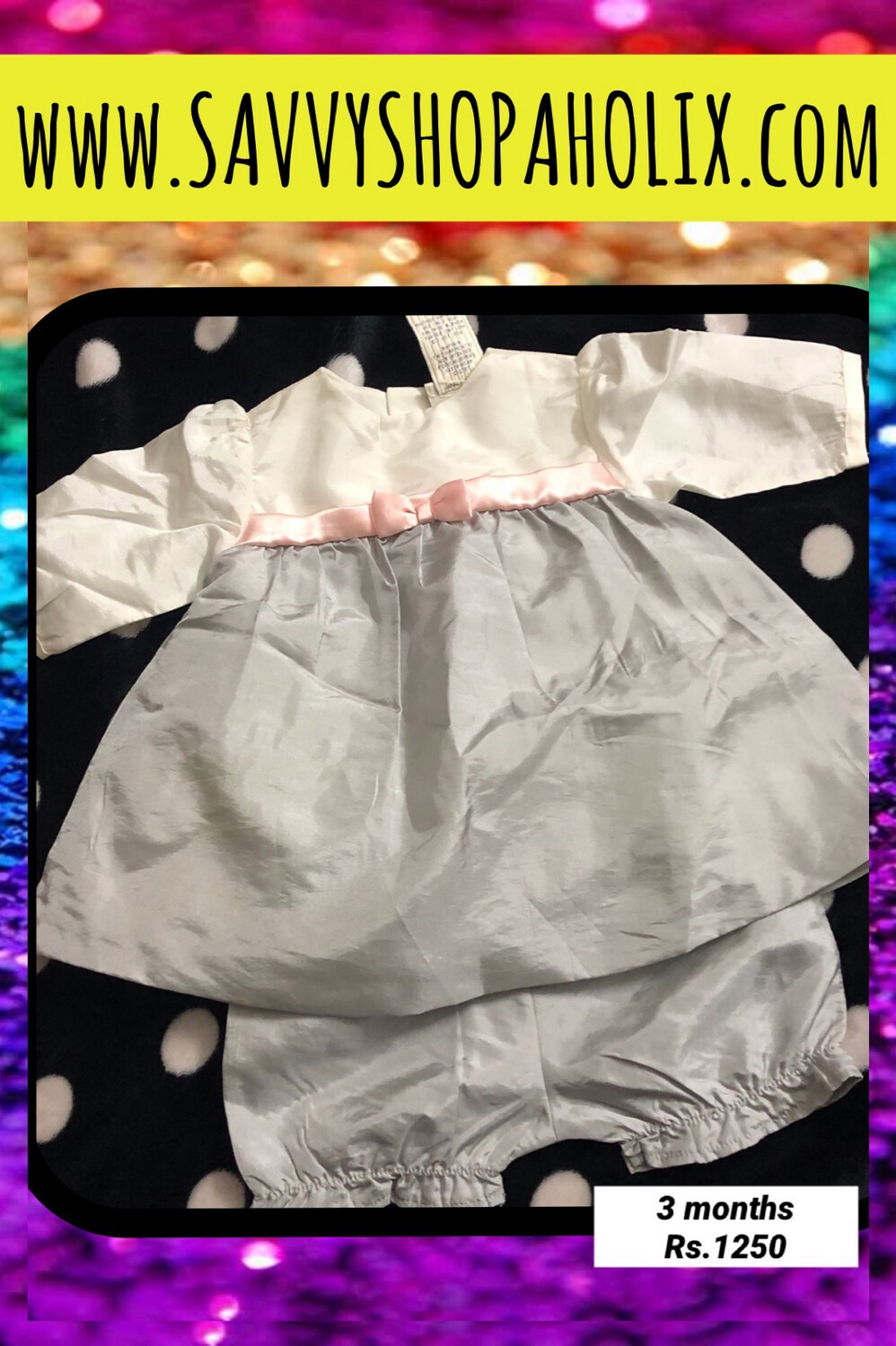 Baby Girl Dress with Diaper Cover And Matching Hair Band