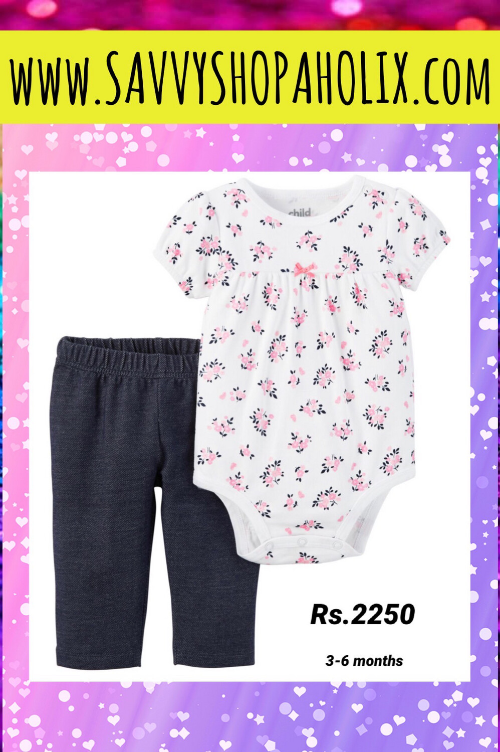Baby Girl 2pc Outfit By Carter’s- Floral Bodysuit