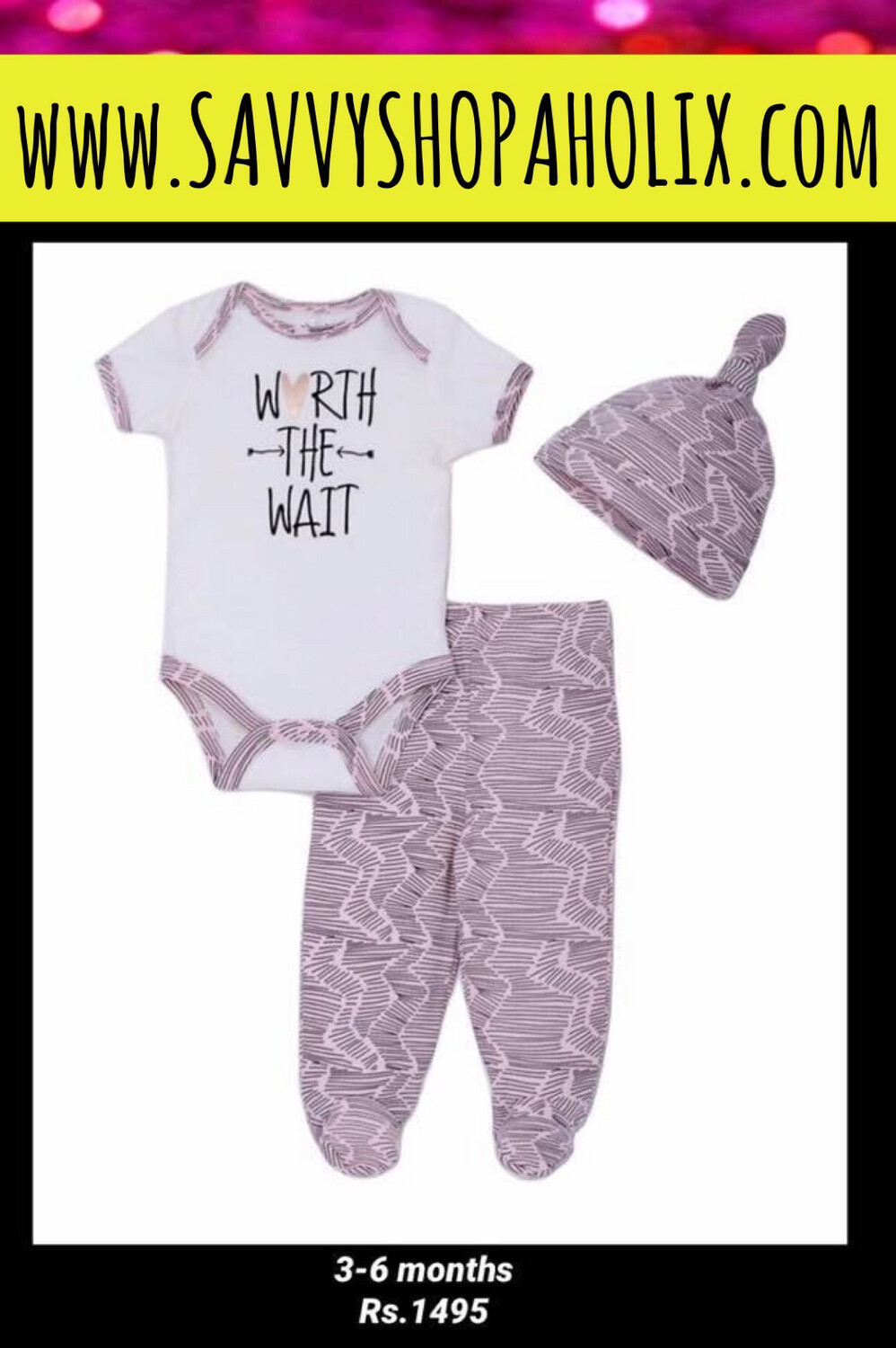 Baby Girl 3pc Outfit- Worth The Wait