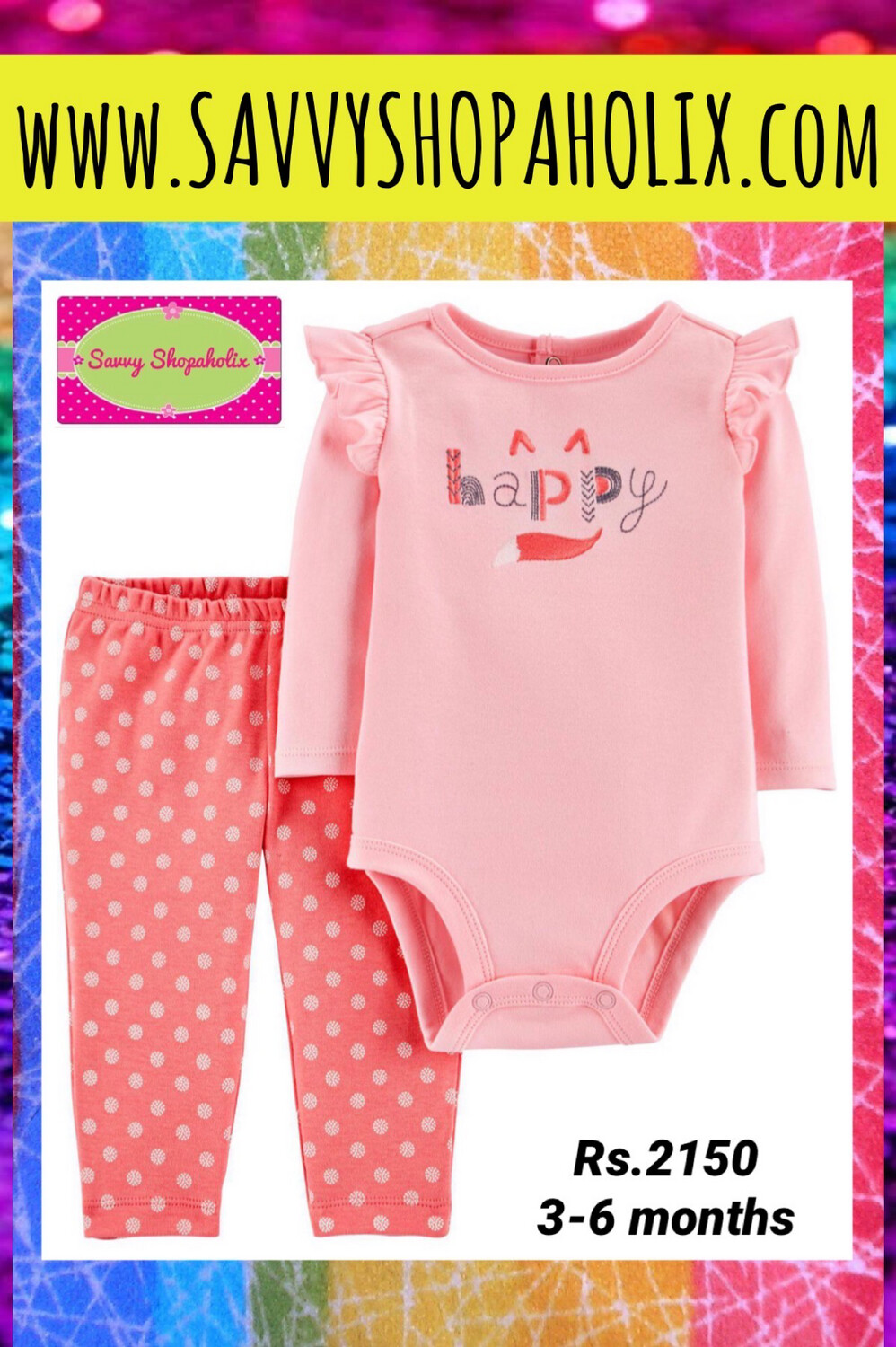 2pc Cotton Outfit By Carter’s- Happy