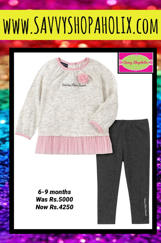 Ivory &amp; Pink Logo Tunic with Gray Leggings by Calvin Klein