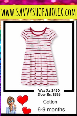 Red &amp; White Stripes Dress Cotton Dress By The Children's Place