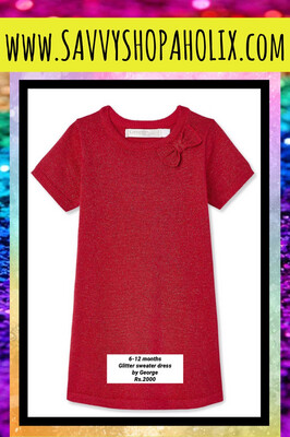 Red Glitter Sweater Dress By George Red Glitter Sweater Dress By George