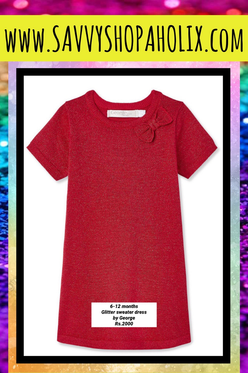 Red Glitter Sweater Dress By George