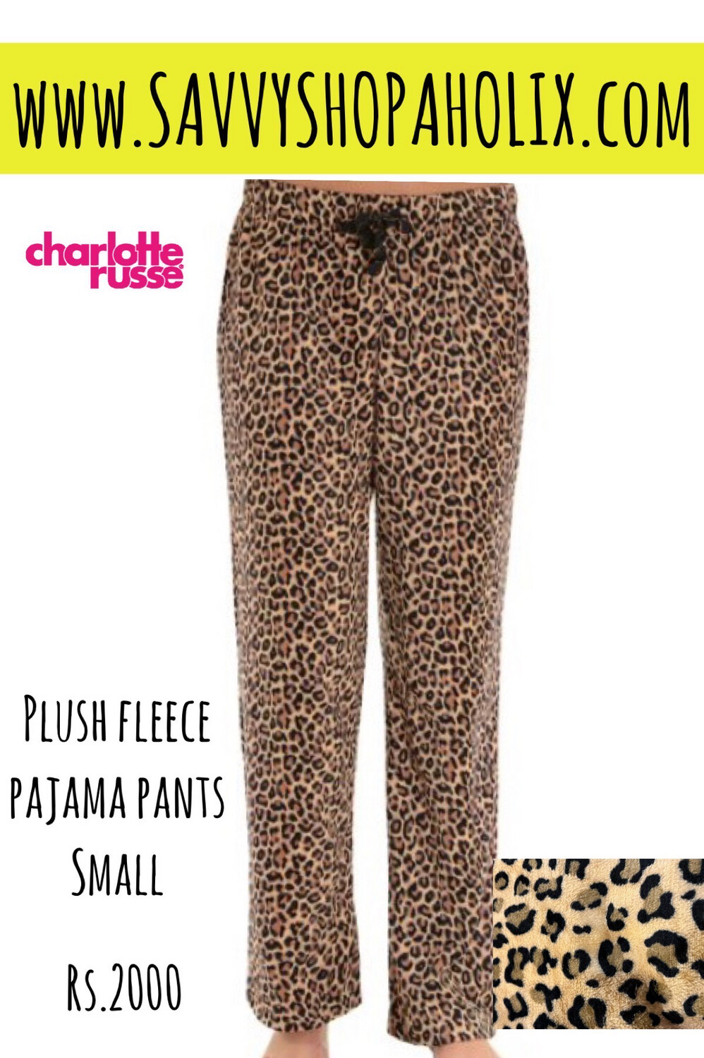 Charlotte Russe Cheetah Print Plush Pajama Pants