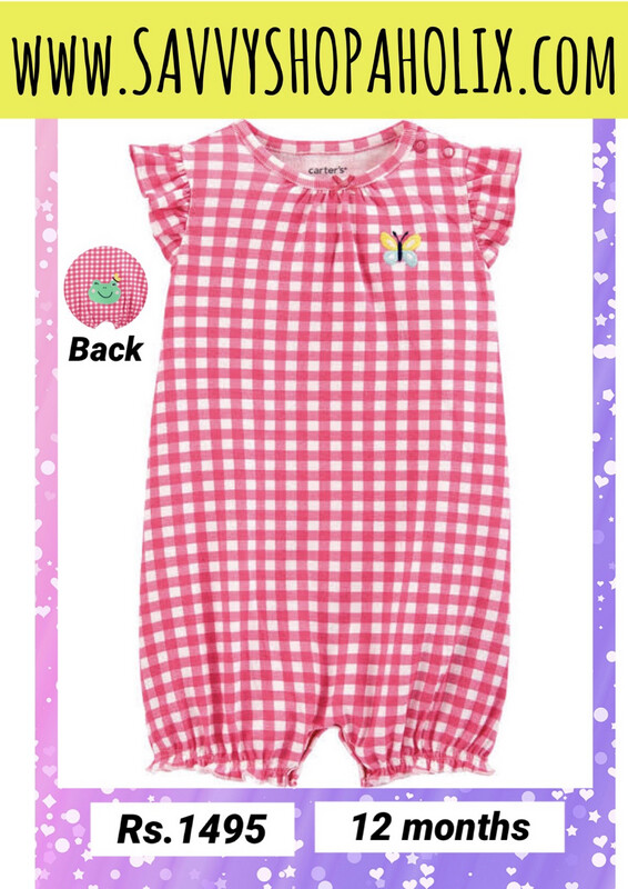 Check Romper by Carter&#39;s- butterfly/frog