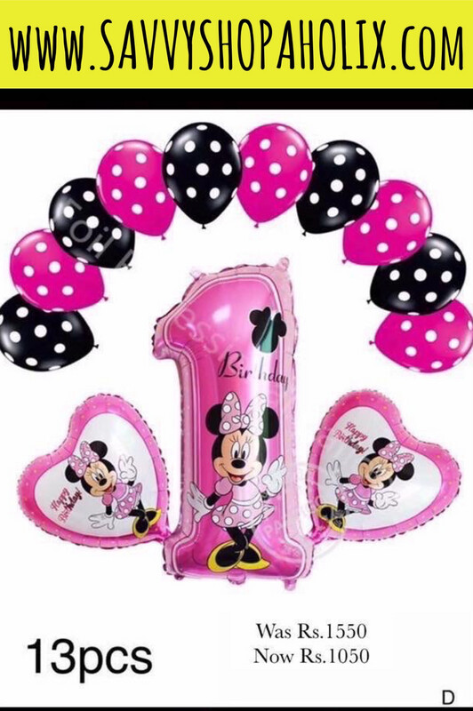Disney Minnie Mouse 1st Birthday 13pc Foil Balloons Set