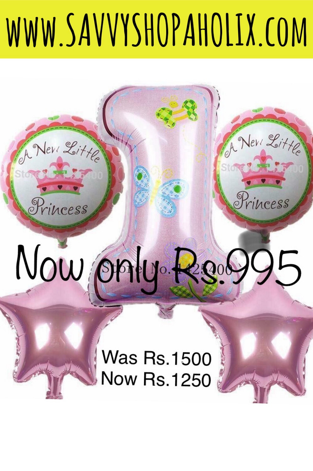1st Birthday Girl Balloons Set