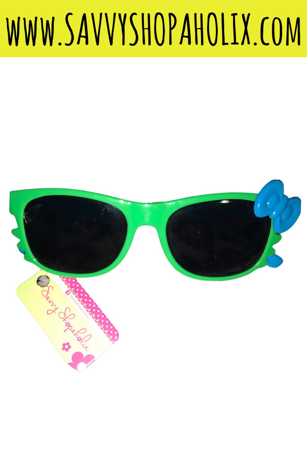 Kids Shades/ Sunglasses , Color: Green with blue bow