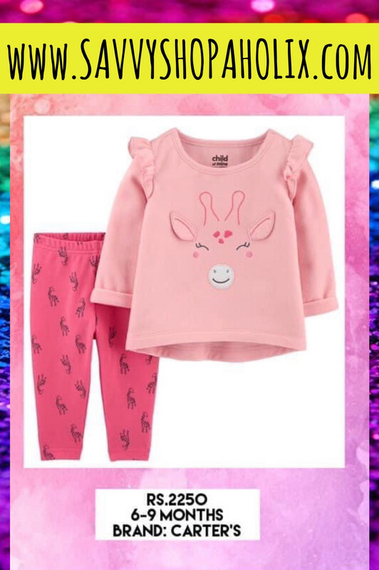 2pc Outfit By Carter’s- Fleece Giraffe Shirt Cotton Pants