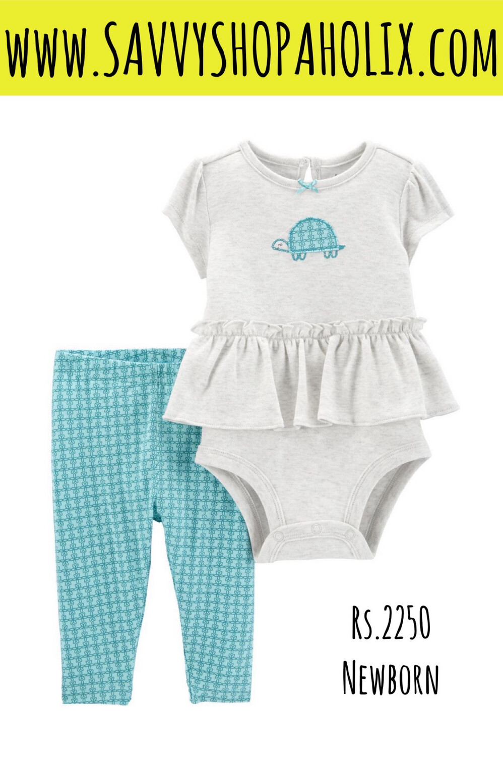 Carter’s 2pc Outfit-TURTLE, Size: Newborn
