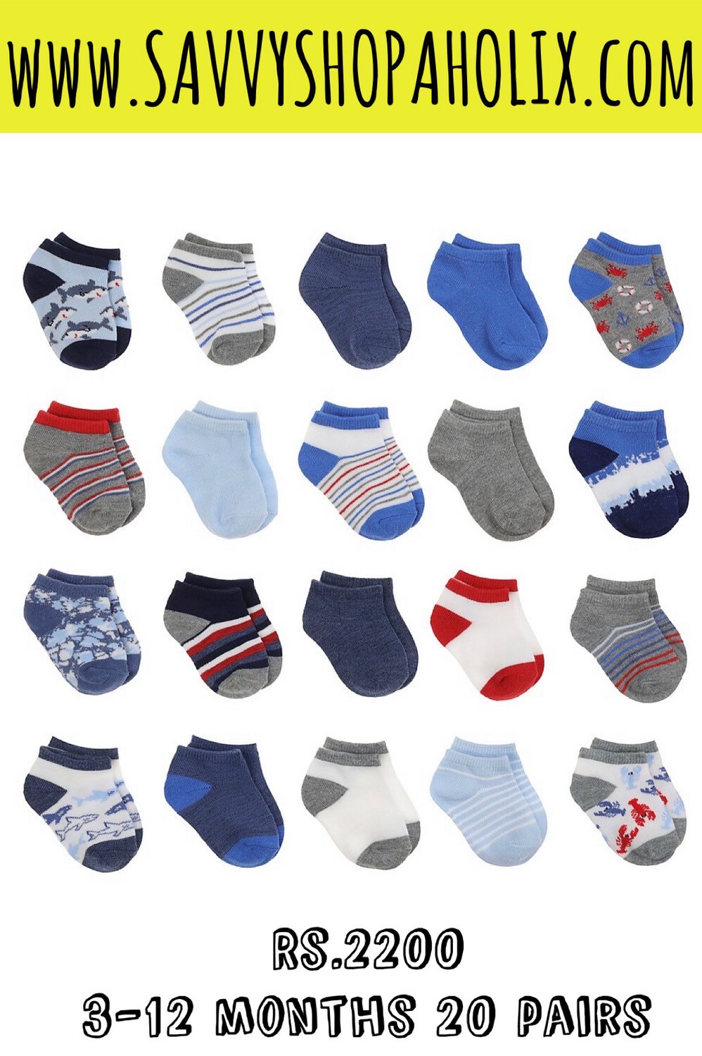 Capelli New York 20 Pair Baby Boy Socks