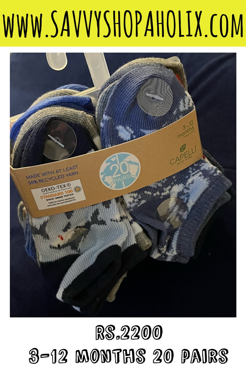 Capelli New York 20 Pair Baby Boy Socks