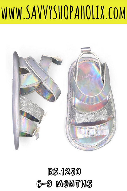 Goldbug Silver Holographic  Bow Sandals 6-9 Months