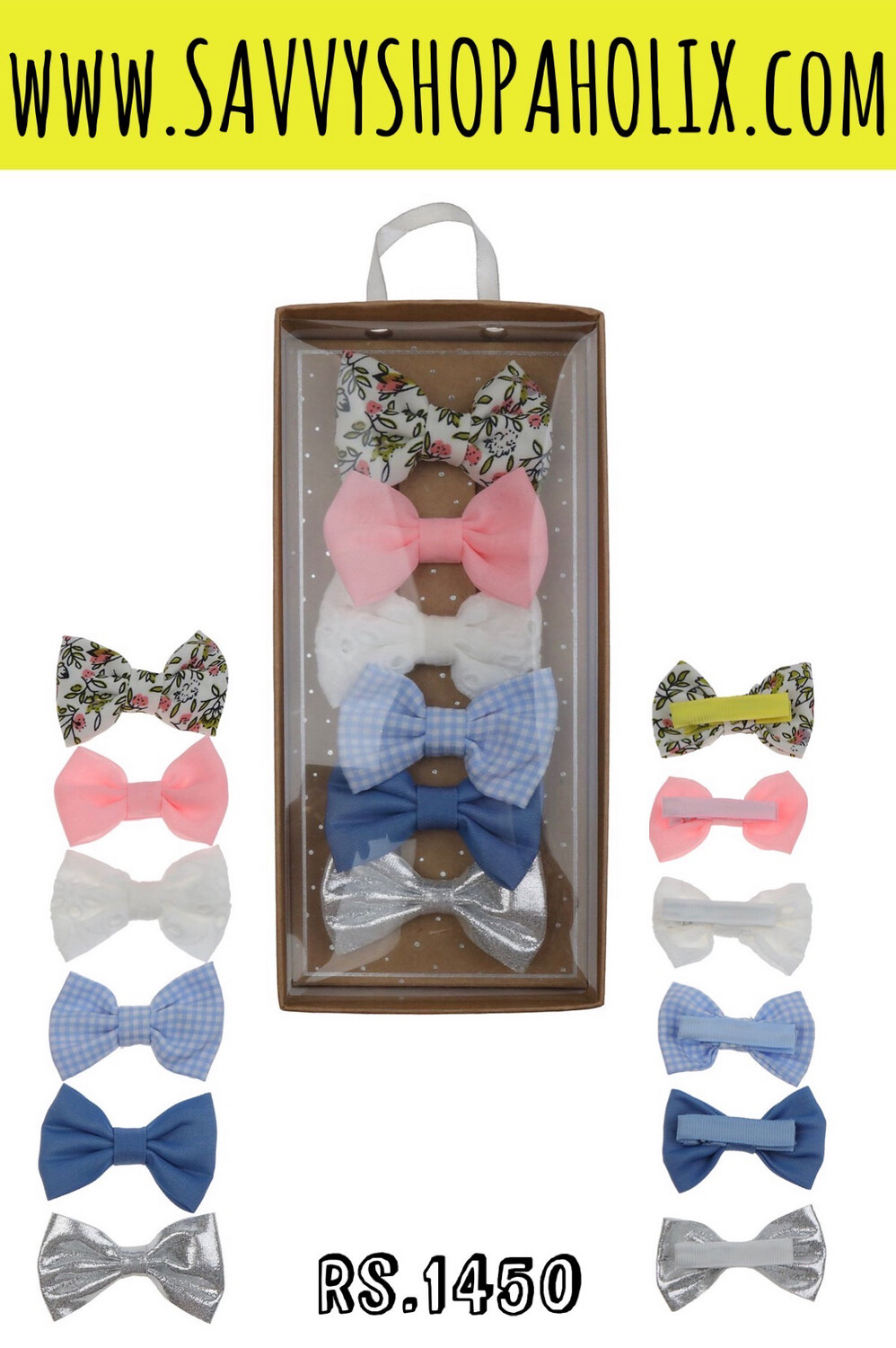 5pk Bow Clips With Gift Box