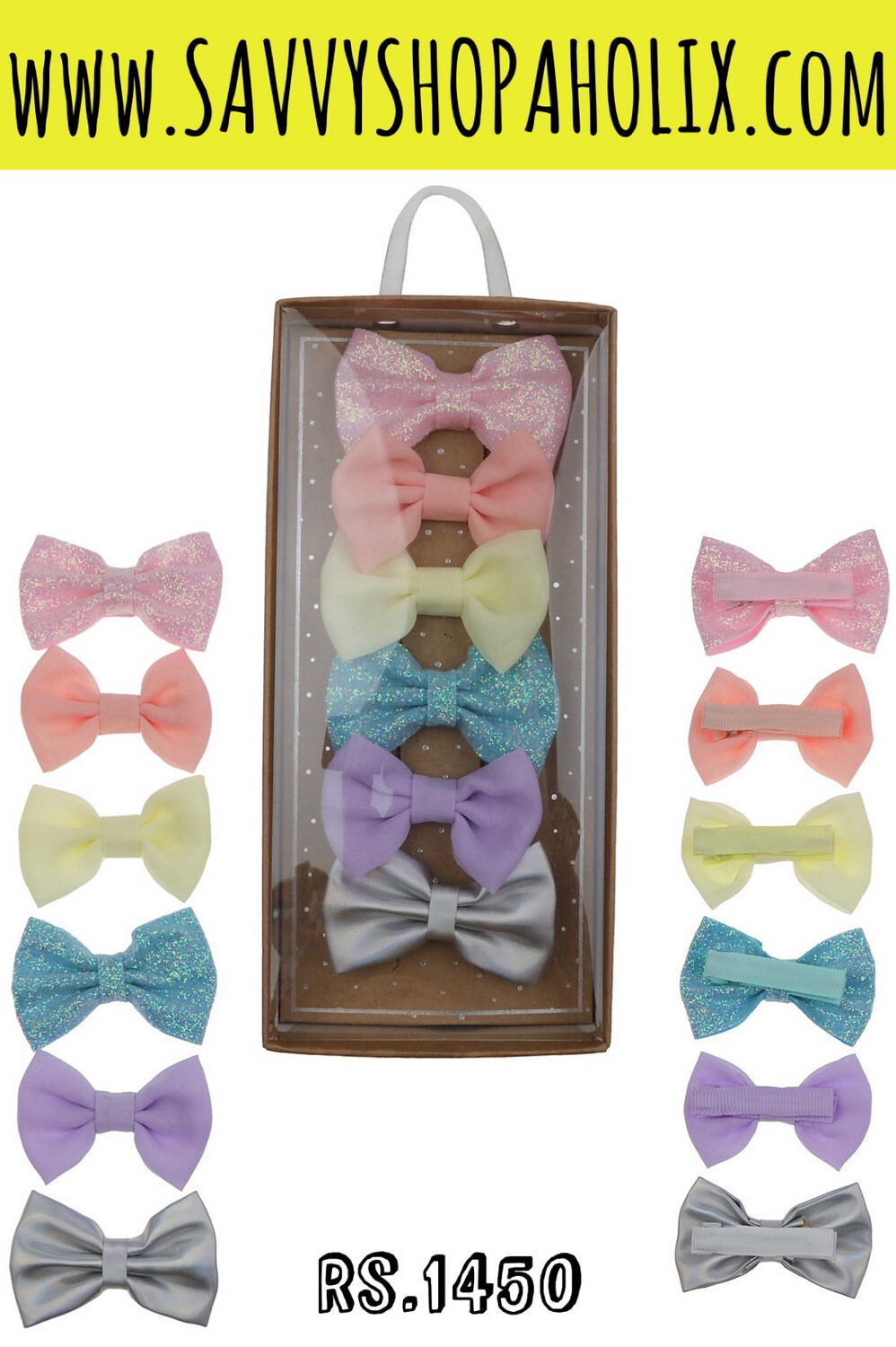 5pk Bow Clips With Gift Box