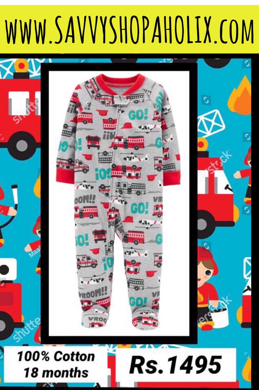 Cotton Sleeper/romper- Fire Truck