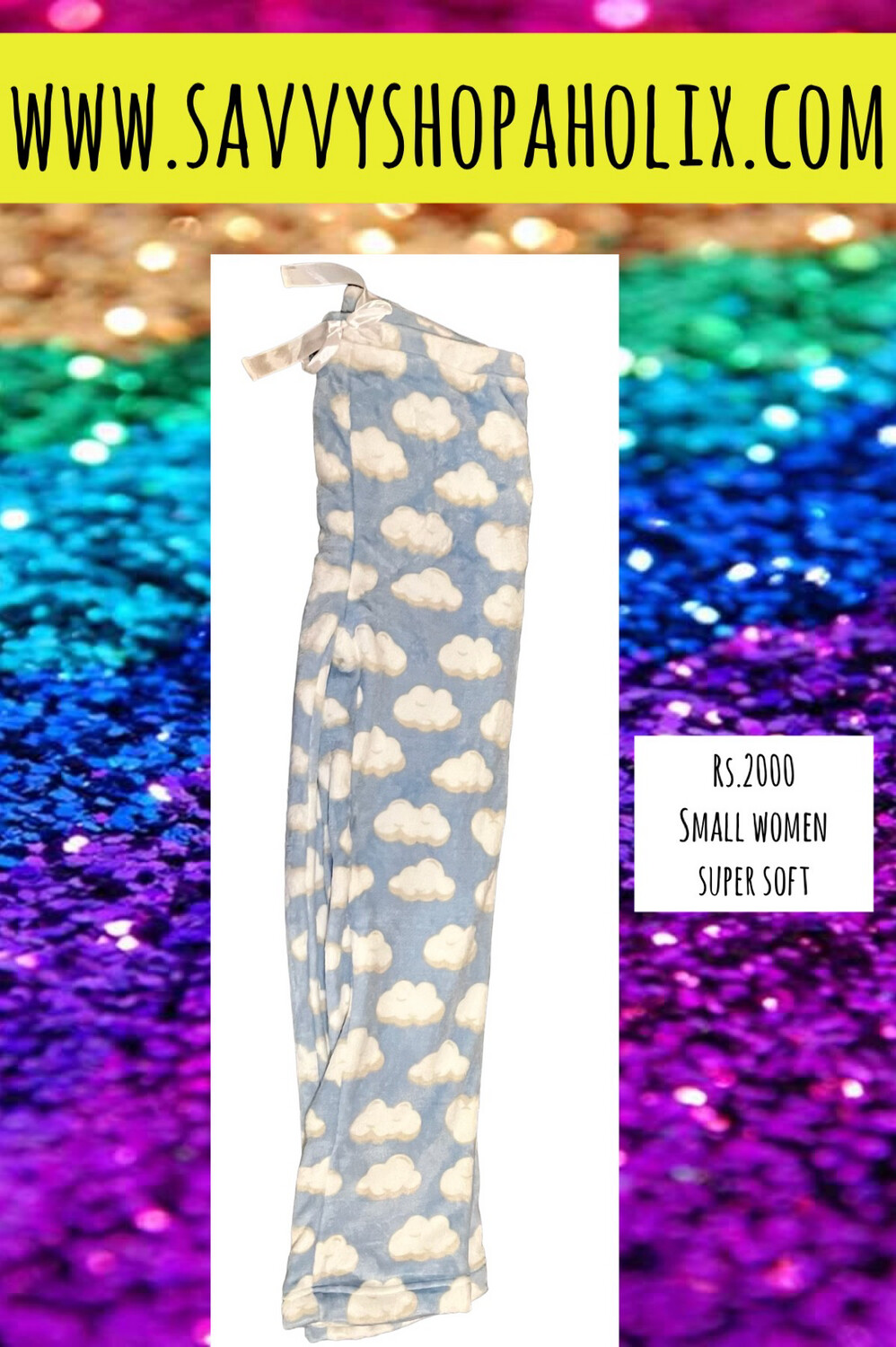 Women’s Cloud Print Plush Soft Pajama Pants