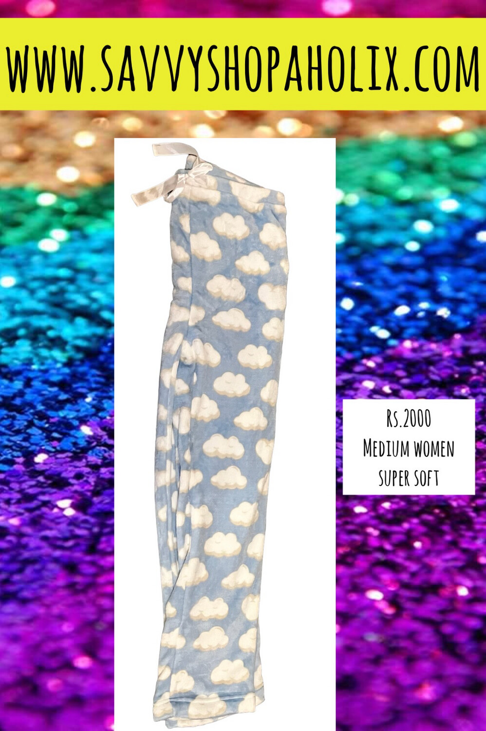 Women’s Cloud Print Plush Soft Pajama Pants