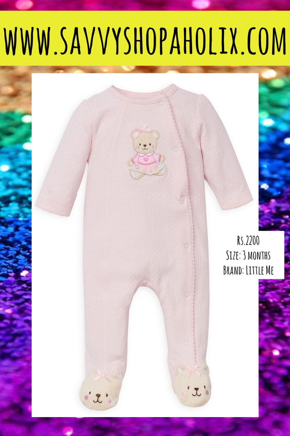 LITTLE ME Cotton Sleeper/romper Teddy, Size: Newborn