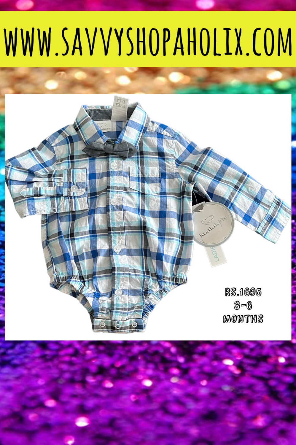 Baby Boy Button Down body suit By Koala Kids