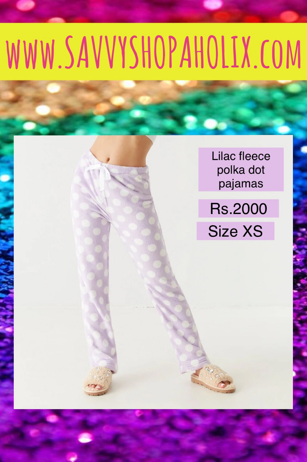 Charlotte Russe Plush Pajama Pants-POLKA DOTS