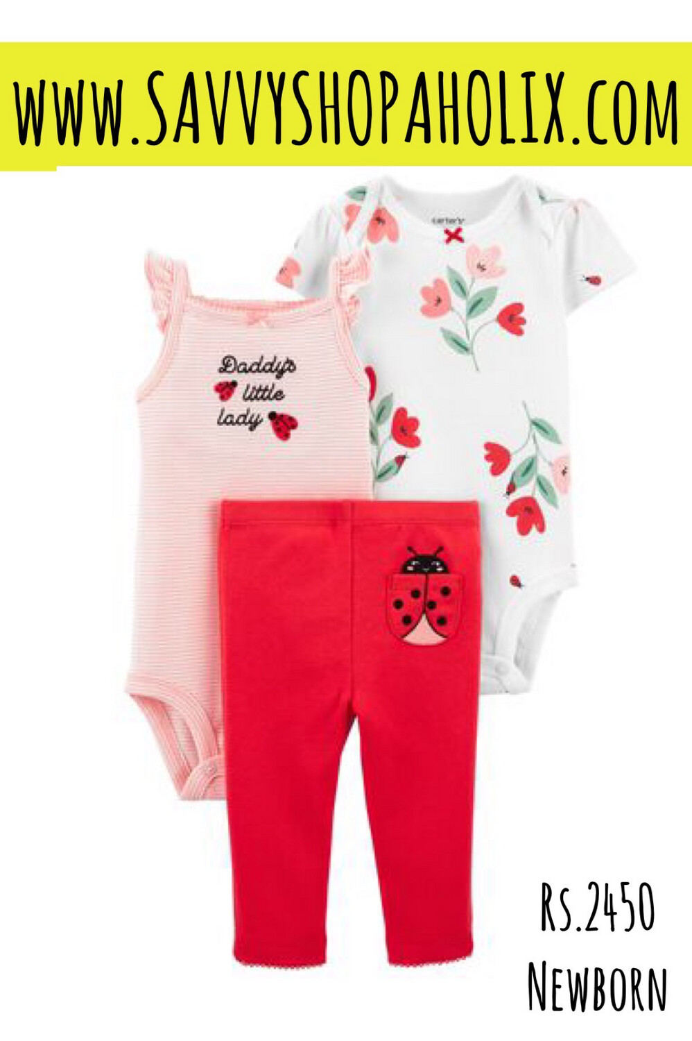 Carter’s 3pc Baby Girl Cotton Outfit- Daddy’s Little Lady