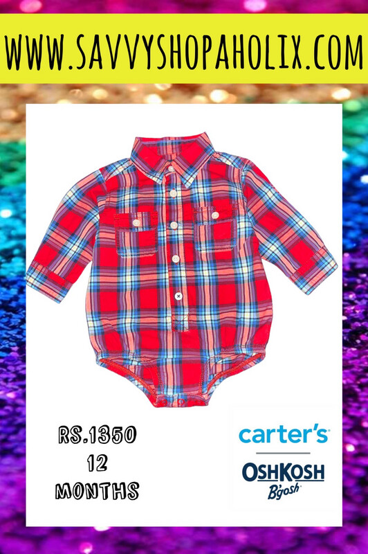 OshKosh Red Blue Plaid Cotton Bodysuit
