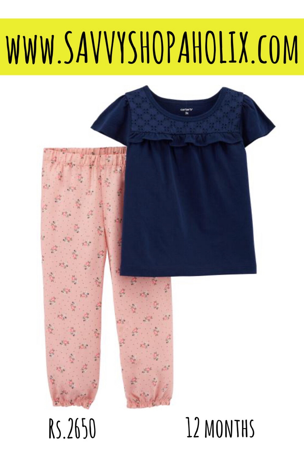 Carter’s 2pc Outfit-floral Joggers