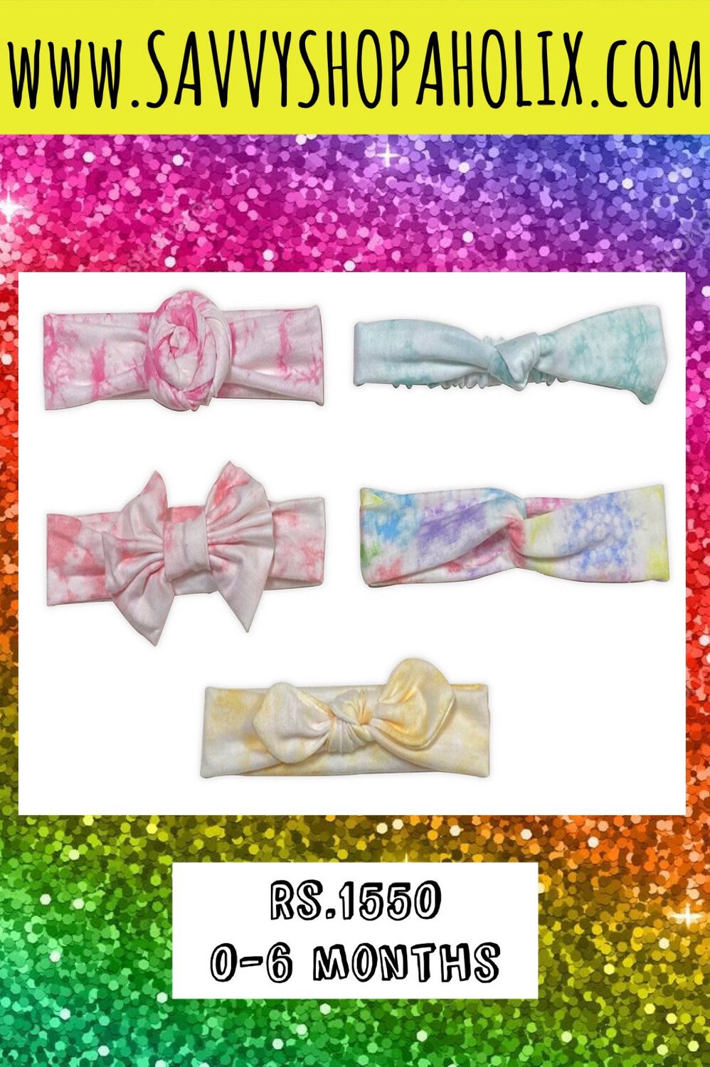 CURLS AND PEARLS BABY GIRL 5 HEADBANDS/ HEAD WRAP SET
