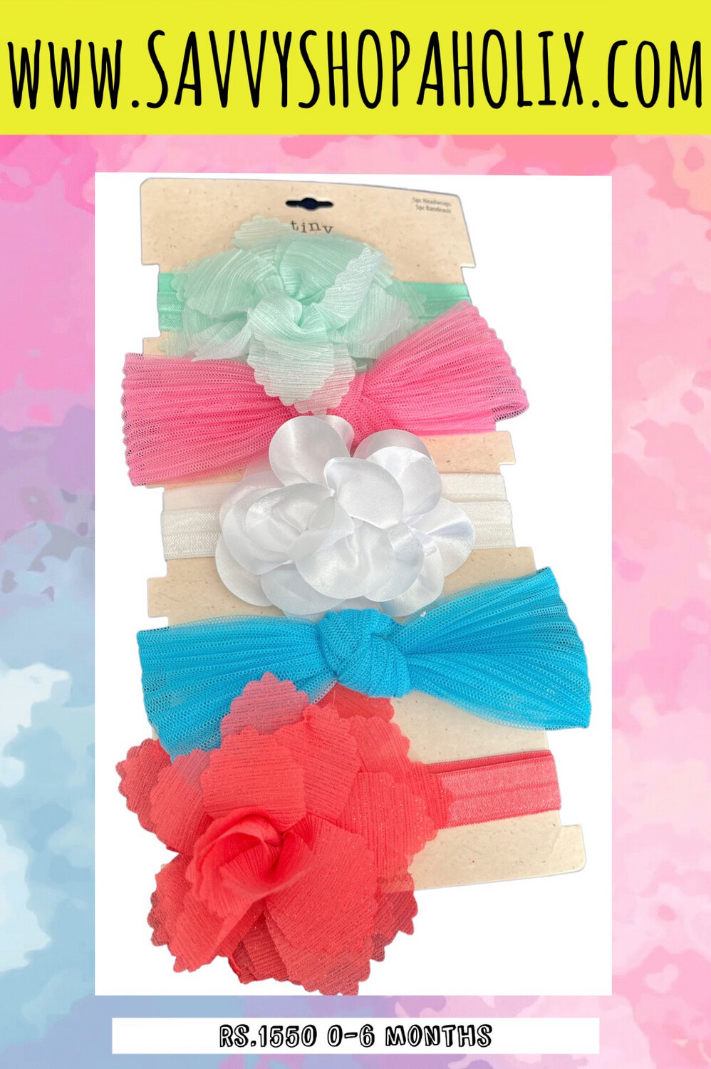 TINY TREASURES 5-PACK ROSETTES AND BOWS HEADBANDS