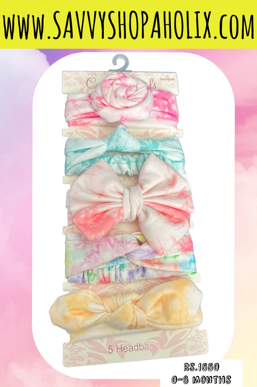 CURLS AND PEARLS BABY GIRL 5 HEADBANDS/ HEAD WRAP SET
