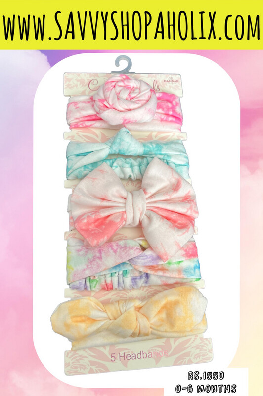 CURLS AND PEARLS BABY GIRL 5 HEADBANDS/ HEAD WRAP SET