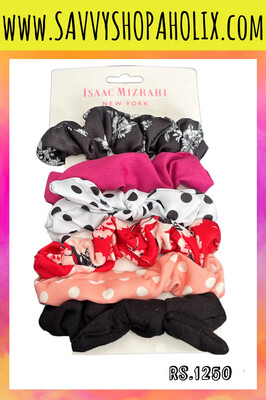 ISAAC MIZRAHI NEWYORK 6PCS SCRUNCHIES