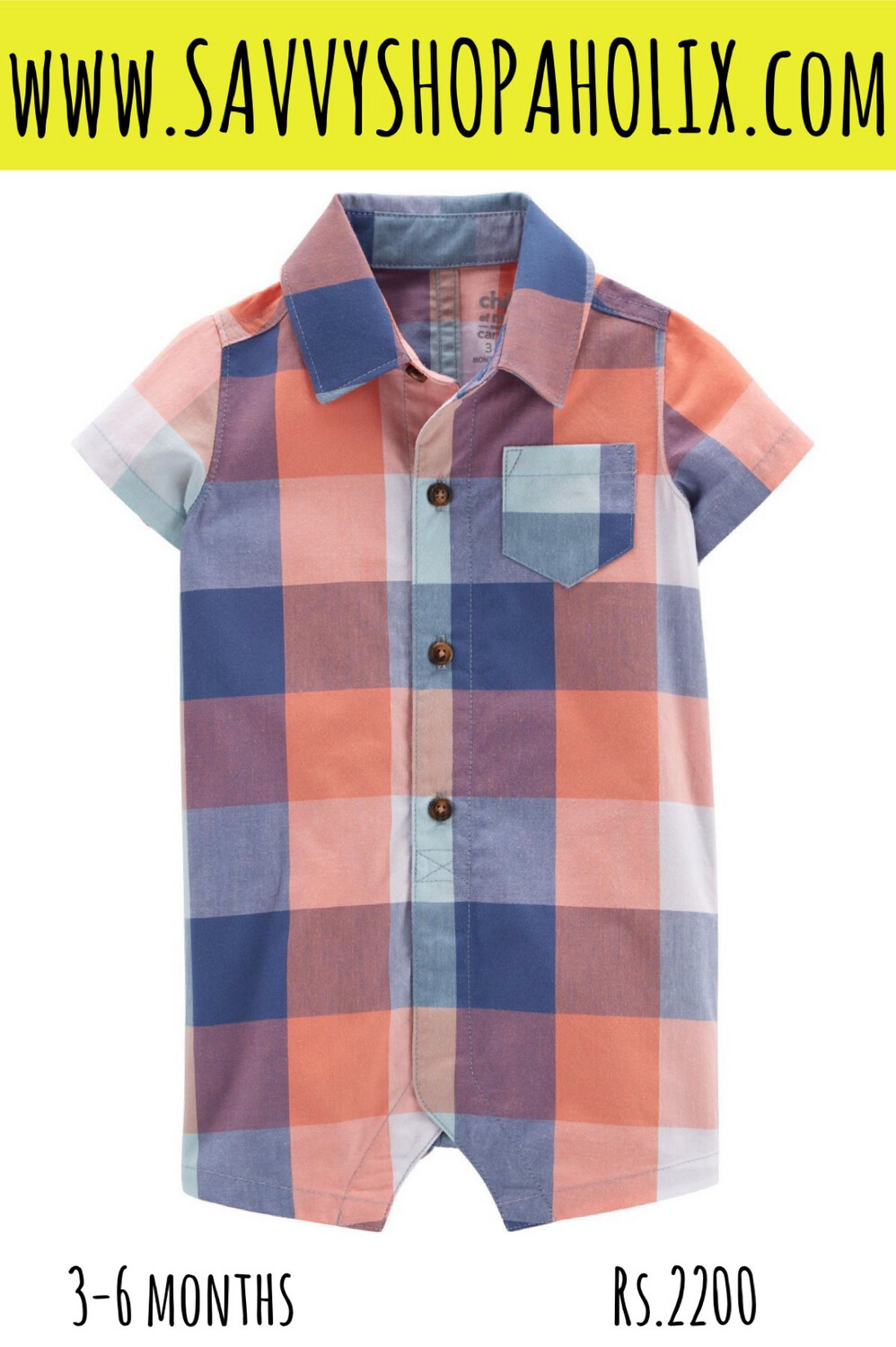 CARTER&#39;S COTTON ROMPER-PLAID