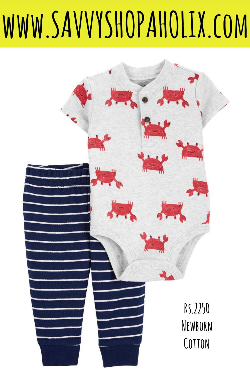 CARTER&#39;S 2PC COTTON OUTFIT- CRAB