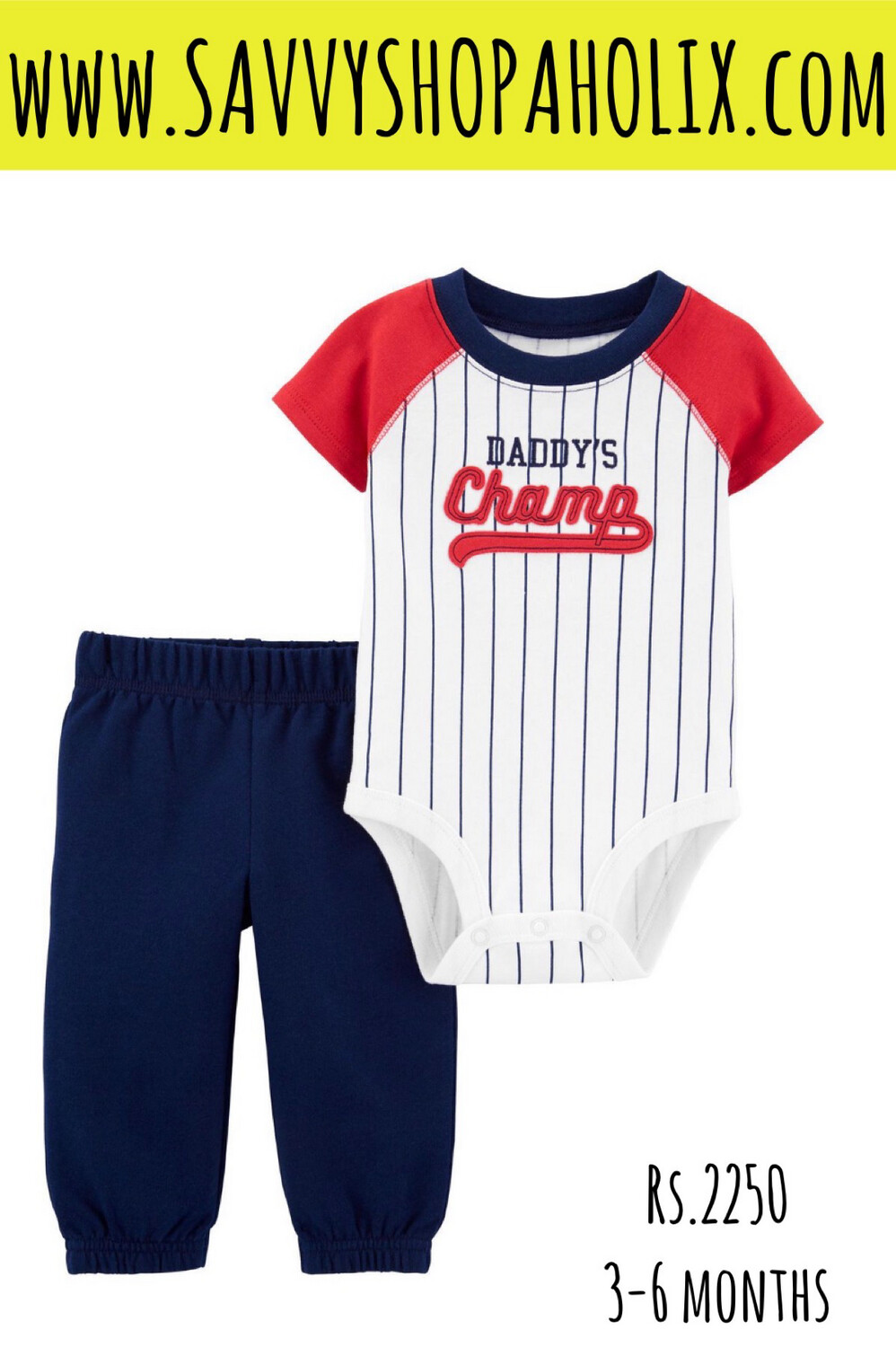 CARTER&#39;S 2PC BODYSUIT PANT SET- DADDY&#39;S CHAMP