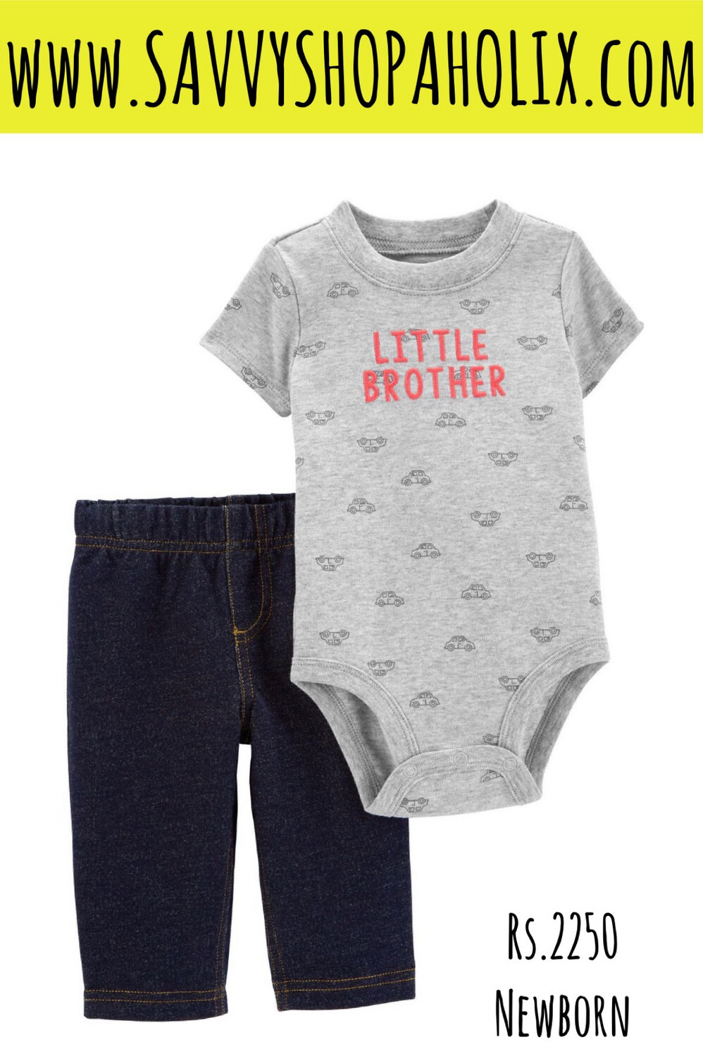 CARTER&#39;S 2PC COTTON OUTFIT- LITTLE BROTHER